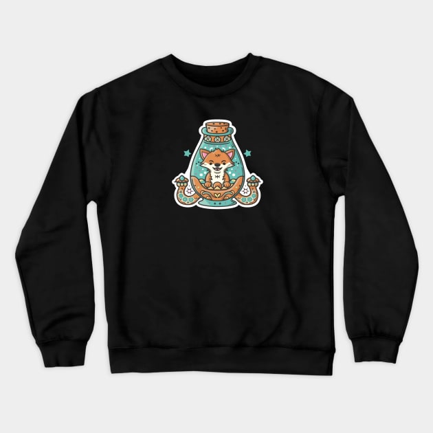 Cute Fox in a Genie Bottle Crewneck Sweatshirt by joolsd1@gmail.com